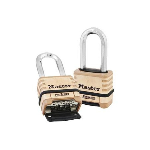 MASTER 1175DLH LOCK Resettable Combination Padlock, Four Digits, 2-1/16 in Boron- Carbide Shackle and Brass Body.No Reset Tool Required