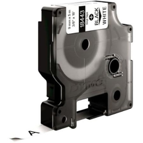 DYMO 18443 3/8" X 18' Black and White Label Tape Cartridge.Labels Are for Indoor and Outdoor Use