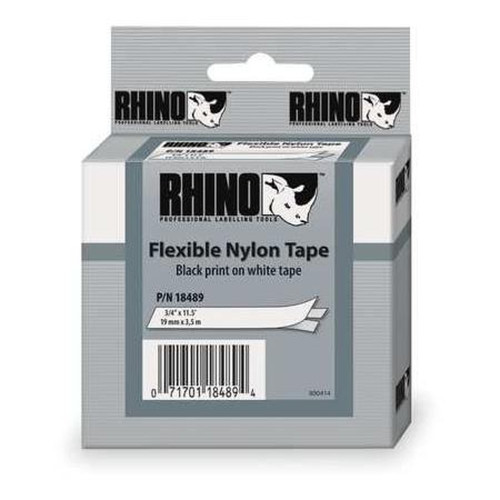 DYMO 1TLR5 1" White Label Tape.Vinyl Material.18 Ft., Black on Clear Print