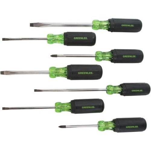 GREENLEE 0153-02C 7 Pc.screwdriver Set Features Handle Markings for Easy Tool ID and Black Phosphate Tips to Prevent Plate Chipping