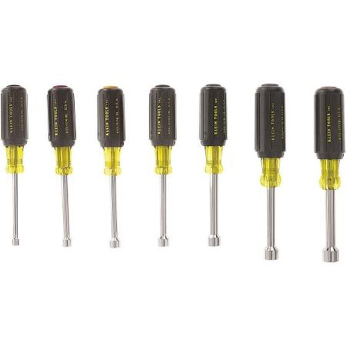 KLEIN 631 Nutdriver Set.Includes: 3/16" X 3"; 1/4" X 3"; 5/16" X 3"; 11/32" X 3"; 3/8" X 3"; 7/16" X 3"; & 1/2" X 3" Nutdrivers
