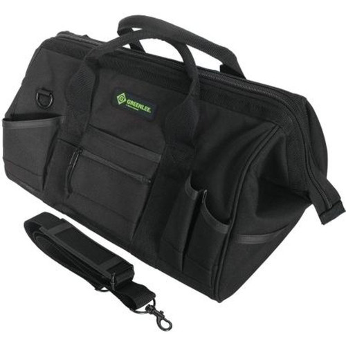 GREENLEE 0158-22 Multi-Pocket Heavy Duty Nylon Tool Bag 18 Lx11 Wx10 in D.Steel Frame Mouth Is Hinged and Zippered