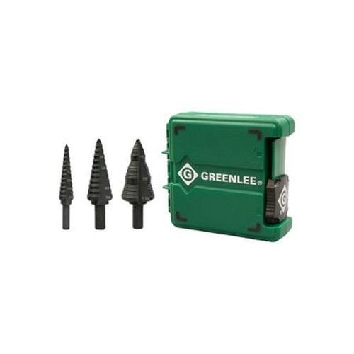 GREENLEE GSBSET3 Step Bit Set (#1, #4, #9), All 1/2 in Drill Chucks