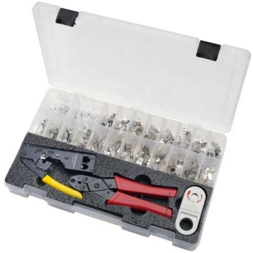 PLATINUM 90170 TOOLS 10 Gig Temination System.Includes Cat6A/10Gig Crimp Tool Cable Jacket Stripper, External Ground Crimp Tool & 100 Ca6A/10Gig