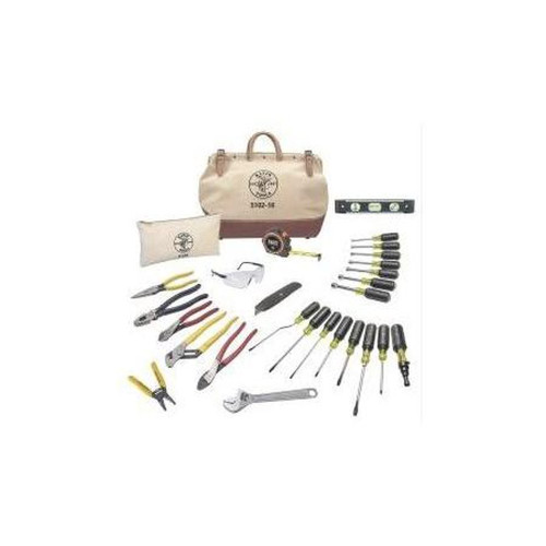 KLEIN 80028 TOOLS 28 Piece Tool Set.Includes Various Pliers, Wrenches, and Screwdrivers.Also Includes Knife, Tape Measure, and Safety Glasses
