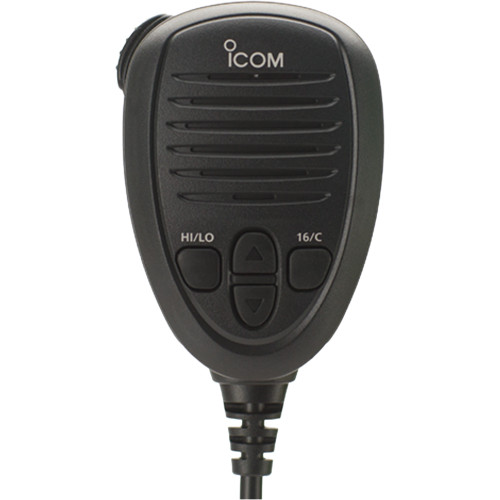 Icom HM-235B black hand microphone with Hi/Lo, channel up/down, and 16/C control buttons