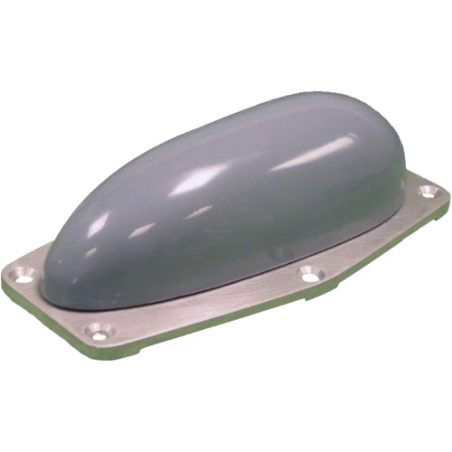 Sinclair ST421R-SF2SNF low profile transit antenna with grey fiberglass radome on a metal base plate with countersunk mounting holes