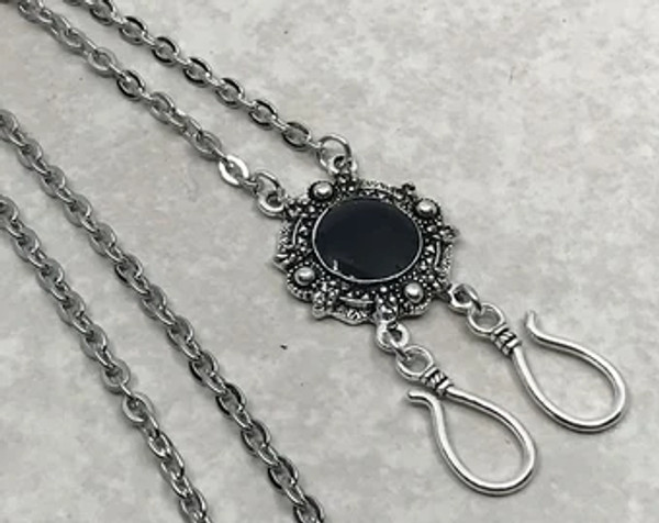 Double Hook Black Antiqued Silver Portuguese Knitting Necklace