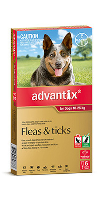 ADVANTIX RED LARGE DOG (10-25kg) 6 PACK