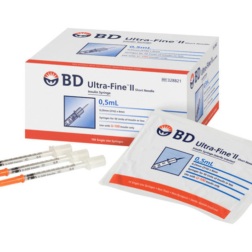 BD ULTRA-FINE II Insulin Syringes 8mm 31G 0.5ml (100)
