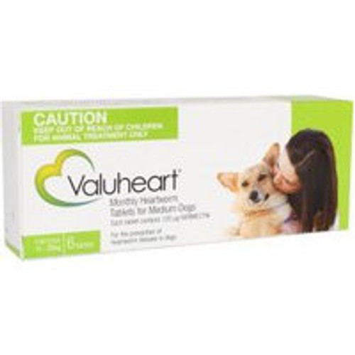 Valuheart Heartworm Tablets for Dogs Medium Dog (11-20kg) 6's