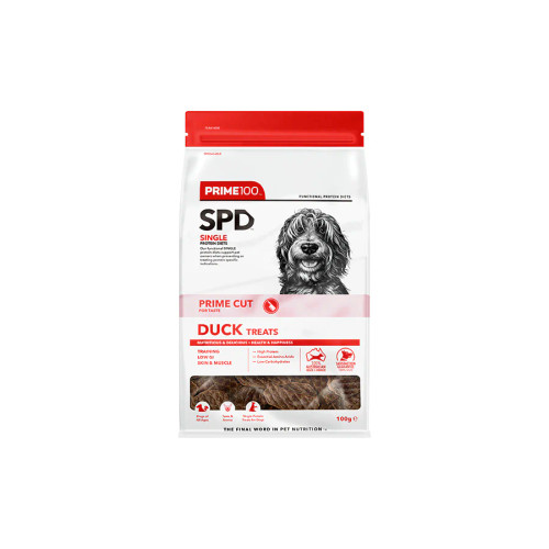 Prime100 Single Protein Treats Duck Front