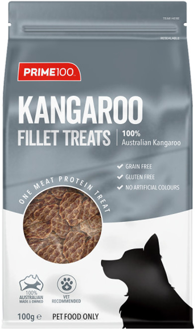 Prime100 Kangaroo Fillets Treats 100g