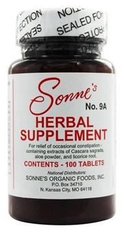 Sonne Herbal Supplement #9A tablets are natural and non-habit forming. Use to help with constipation. Overall health and wellness. Night before a fasting. Herbal supplements should be a considered a vital daily supplement! 