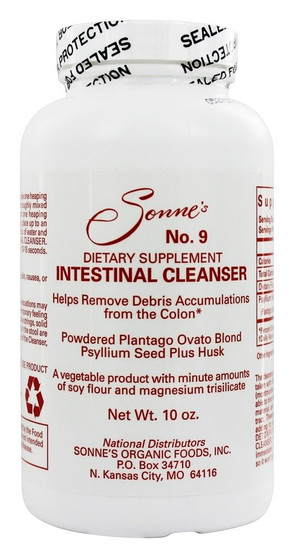 Sonne Organic Foods Intestinal Cleanser is a finely ground powder of imported psyllium husk and seed