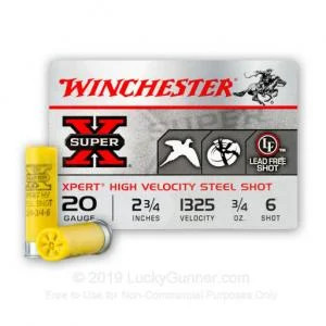 Winchester Expert Upland Steel 20Ga 2-3/4" 3/4oz #6 Shot 25rds/Box Winchester Expert Upland Steel 20Ga 2-3/4" 3/4oz #6 Shot 25rds/Box