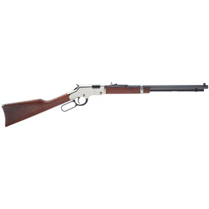 Henry Repeating Arms, Silver Boy, Lever Action Rifle, 17HMR, 20" Barrel, Nickel Finish, Walnut Stock, Adjustable Buckhorn Rear Sight/Beaded Front Sight, 12Rd Henry Repeating Arms, Silver Boy, Lever Action Rifle, 17HMR, 20" Barrel, Nickel Finish, Walnut Stock, Adjustable Buckhorn Rear Sight/Beaded Front Sight, 12Rd