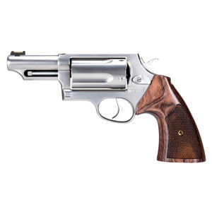 Taurus USA, Judge Executive, Double Action, Metal Frame Revolver, Large Frame, 410 Bore/45LC, 3" Barrel, Stainless Steel, Matte Finish, Silver, Wood Grips, Fiber Optic Front Sight, 5 Rounds Taurus USA, Judge Executive, Double Action, Metal Frame Revolver, Large Frame, 410 Bore/45LC, 3" Barrel, Stainless Steel, Matte Finish, Silver, Wood Grips, Fiber Optic Front Sight, 5 Rounds