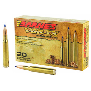 Barnes, VOR-TX, 30-06, 168 Grain, Tipped Triple Shock X, Boat Tail, Lead Free, 20 Round Box, California Certified Nonlead Ammunition