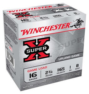 Winchester Super X Game 16 Gauge 2-3/4" 1oz #8 Shot 25rds/Box Winchester Super X Game 16 Gauge 2-3/4" 1oz #8 Shot 25rds/Box