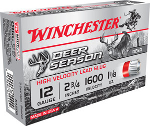 Winchester Deer Season 12 Gauge Slug Box 2-3/4" 1-1/4oz 1600fps 5rds/Box Winchester Deer Season 12 Gauge Slug Box 2-3/4" 1-1/4oz 1600fps 5rds/Box