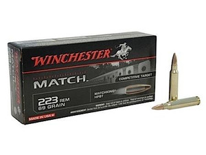 Winchester Match 223 Rem 69 Grain Boat tail Hollow Point 20rds/Box Winchester Match 223 Rem 69 Grain Boat tail Hollow Point 20rds/Box