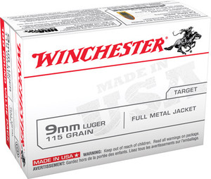 Winchester USA 9mm Full Metal Jacket 115 Grain 100rds/Box Winchester USA 9mm Full Metal Jacket 115 Grain 100rds/Box