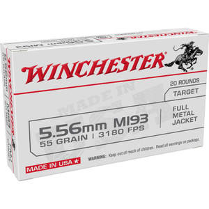 Winchester 5.56mm 55 Grain M193 FMJ 20rds/Box Winchester 5.56mm 55 Grain M193 FMJ 20rds/Box