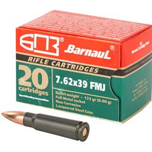 Barnaul 7.62X39 123 Grain FMJ Steel Lacquered Case 20rds/Box Barnaul 7.62X39 123 Grain FMJ Steel Lacquered Case 20rds/Box