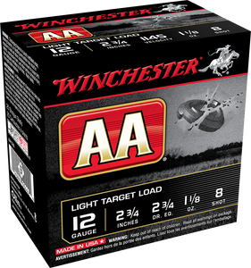 Winchester AA 12 Gauge 2-3/4" 1,145fps 1-1/8oz #8 Shot 25rds/Box Winchester AA 12 Gauge 2-3/4" 1,145fps 1-1/8oz #8 Shot 25rds/Box