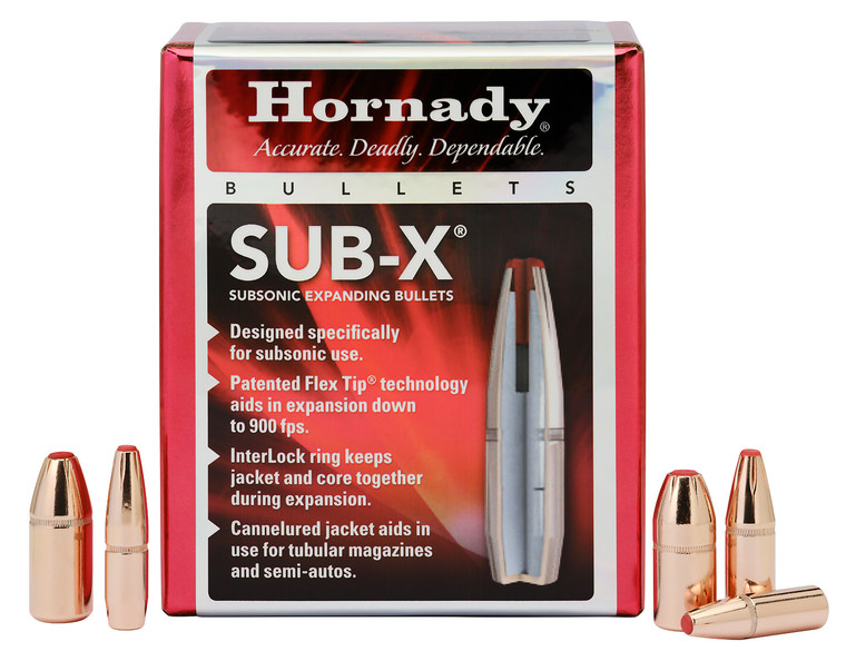 Hornady Sub-X Bullet .45 cal. .452" dia. 395 Grain HP Flex Tip Not Loaded Ammo