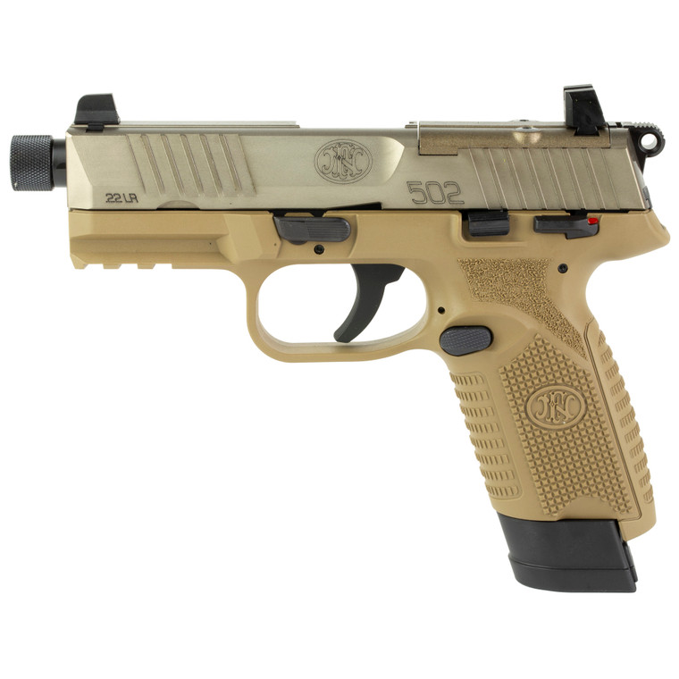 FN 502 Tactical 22 LR 10+1 15+1 4.60" Threaded Barrel FDE