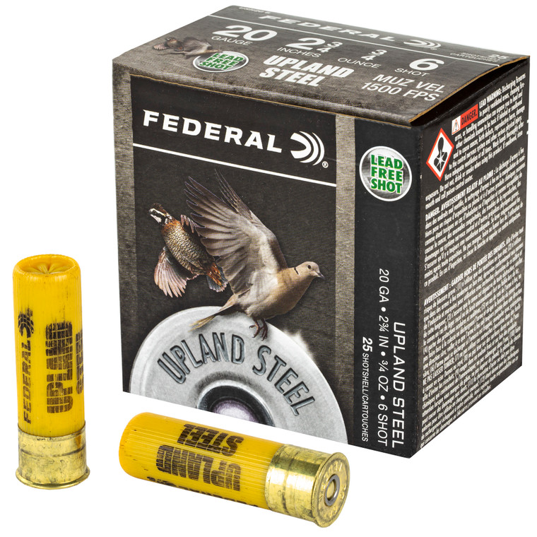 Federal Upland 20 Gauge Steel 2-3/4" #6 25 Shotshells Per Box 1500fps