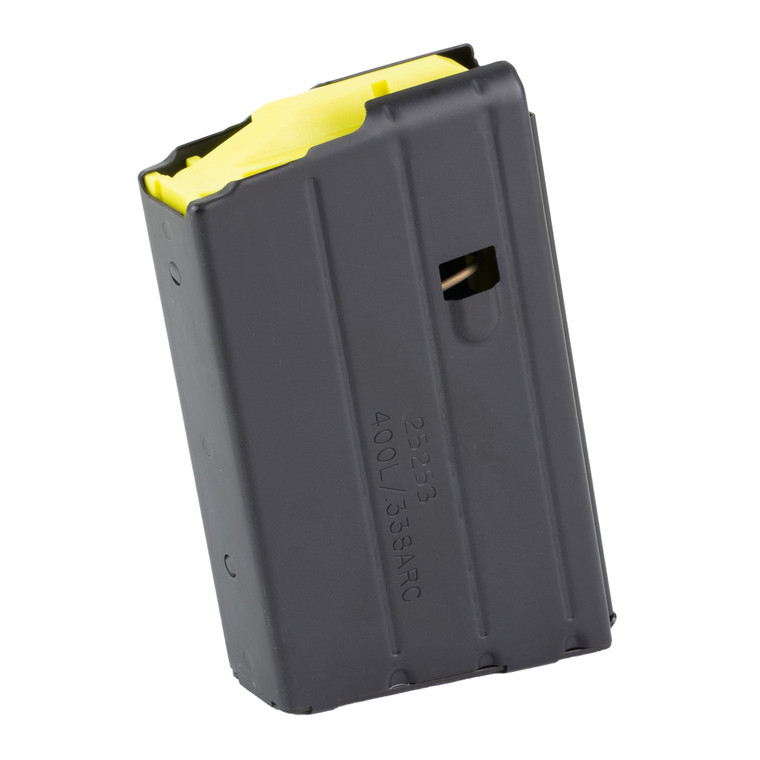 DURAMAG, Magazine, DuraMag SS, 400 Legend, 5 Rounds, Fits AR-15 Rifles, Stainless Steel, Yellow Anti-Tilt AGF Follower, Black