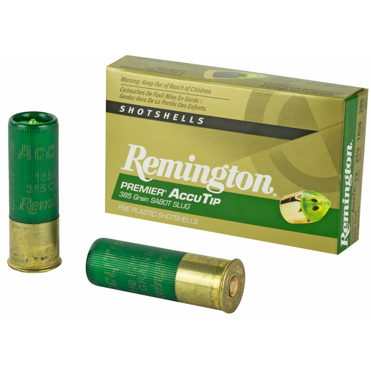 Remington, AccuTip, 12 Gauge, 2.75", 385 Grain, Sabot Slug, 5 Round Box