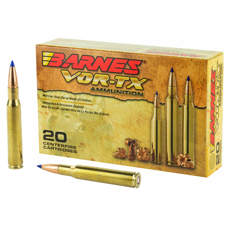 Barnes, VOR-TX, 30-06, 168 Grain, Tipped Triple Shock X, Boat Tail, Lead Free, 20 Round Box, California Certified Nonlead Ammunition