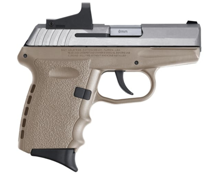 SCCY CPX-2 Semi Auto Pistol 9mm 3.1" Barrel 10Rd Silver/FDE w/ Red Dot