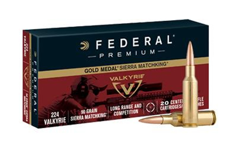 Federal Gold Medal 224 Valkyrie 90 Grain Boat Tail HP 20rds/Box