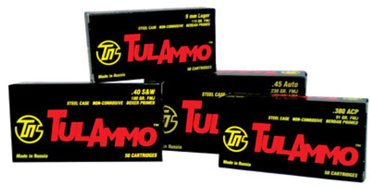 TulAmmo 9mm Full Metal Jacket 115 Grain 50rds/Box