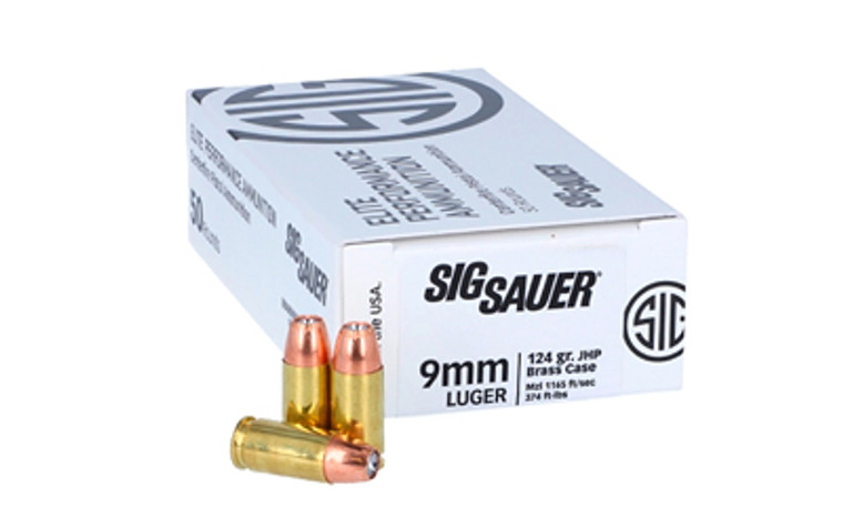 Sig Sauer Elite Performance V-Crown 9mm 124 Grain JHP 50rds/Box