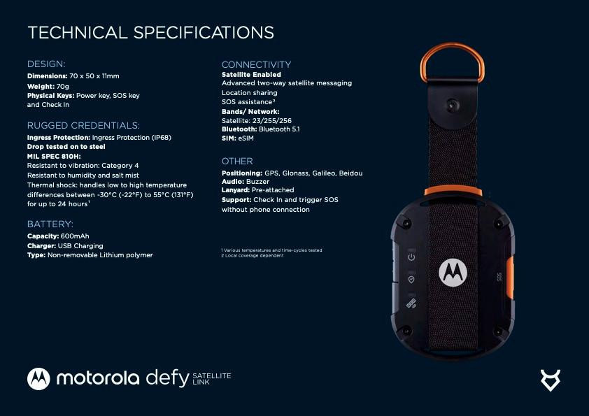 Motorola Defy Satellite Link
