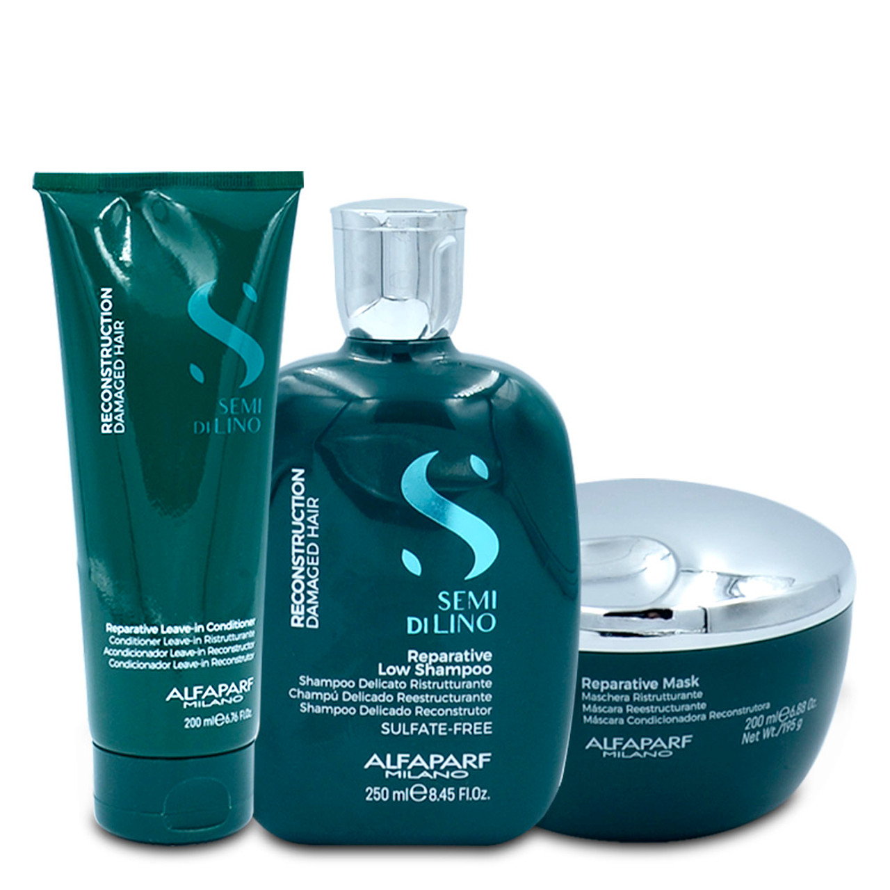Alfaparf Milano Semi Di LINO Reconstruction Demage Hair Reparative  Shampoo/Conditioner/ Mask Kit Home Care