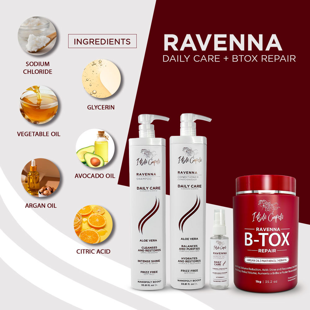 Kit Ravenna Daily Care + B-tox Repair : Hydration, Straightening