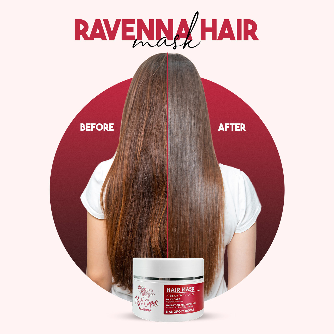 I Belli Capelli Ravenna Daily Care Hair Mask with Aloe Vera Deep Hydration  10.58 oz - Brazil-Keratin