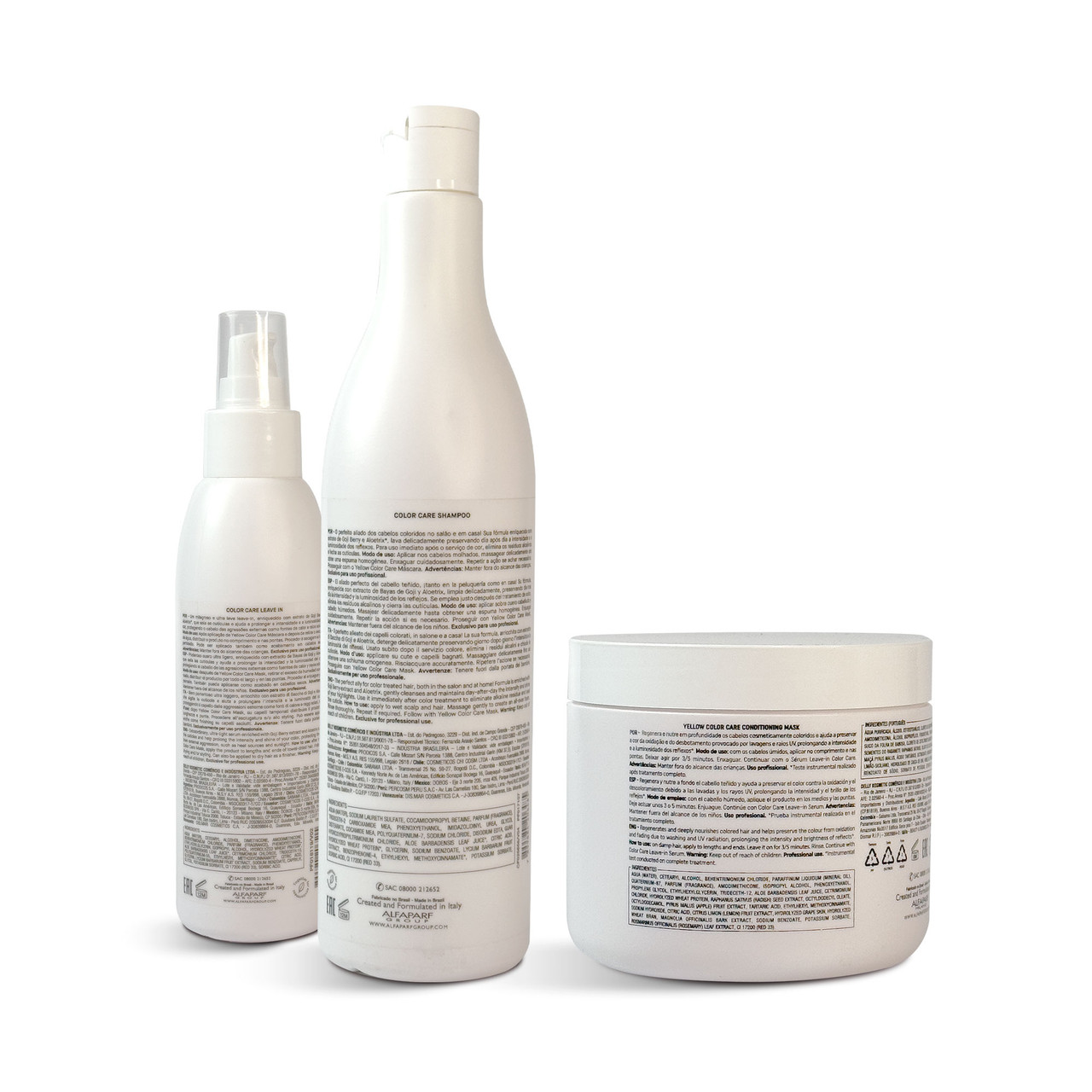 Kit Alfaparf Shampoo Mask Leave-in Yellow Color Care For Colored
