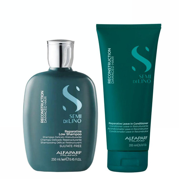 Alfaparf Milano Semi Di LINO Reconstruction Demage Hair Reparative Shampoo and Conditioner Home Care