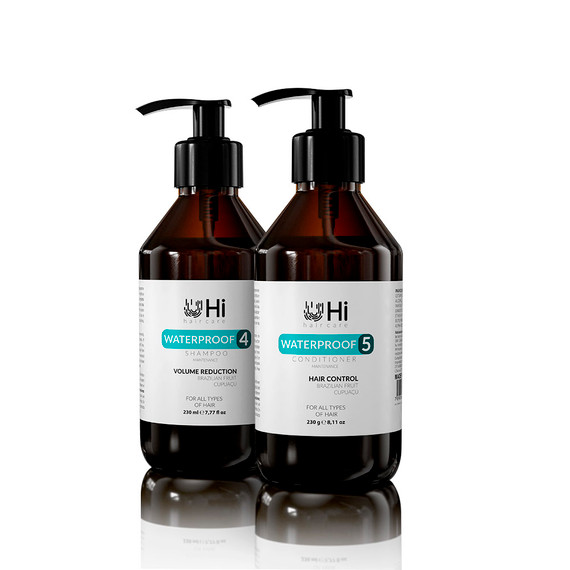 Hi Hair Care Waterproof Shampoo Volume Reduction step 4 and Hair Control Conditioner step 5 2x230ml/2x8.11 oz