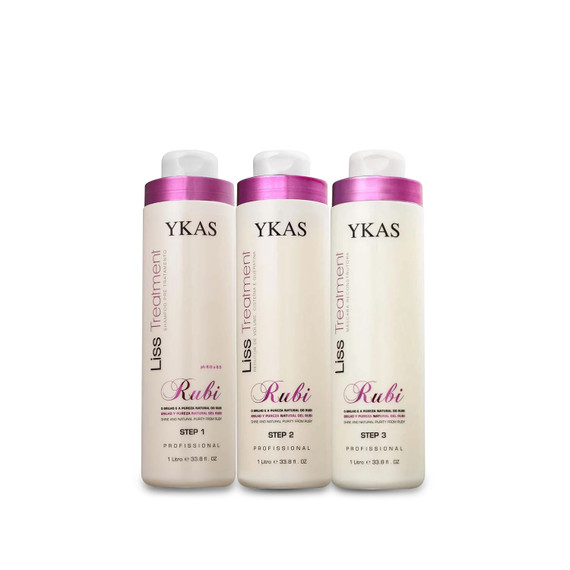 Kit Ykas Liss Treatment Ruby Shampoo + Volume Reducer and Mask 3x1L/3x33.8 fl.oz