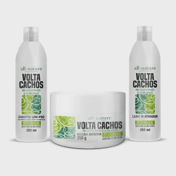 All Nature “Volta Cachos” Kit for Hair in Transition - Curls Recovery 3x250ml / 25.36 fl. Oz