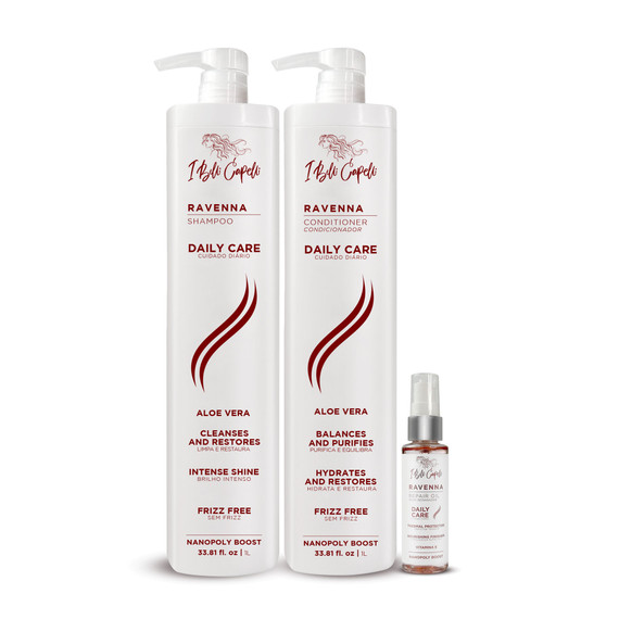 Kit I Belli Capelli Ravenna Daily Care with Aloe Vera – Shampoo + Conditioner + Repair Oil